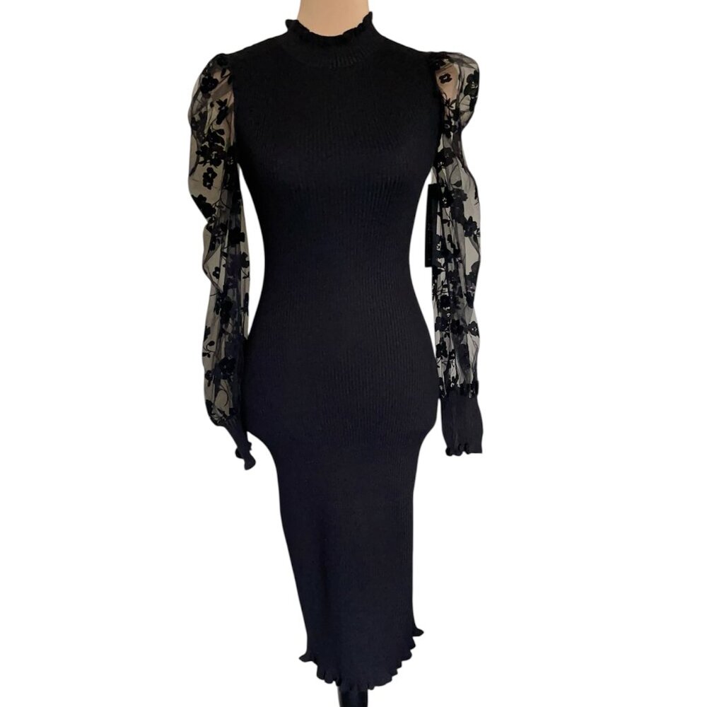 Almost Famous Long Sleeve Fine Gauge Mock Neck Dress Sz S - Picture 4 of 7